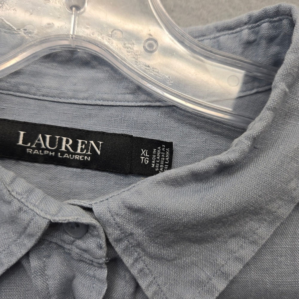 Lauren Ralph Lauren Womens XL Light Blue‎ 100% Linen Roll Tab Button Down Shirt - Picture 4 of 11